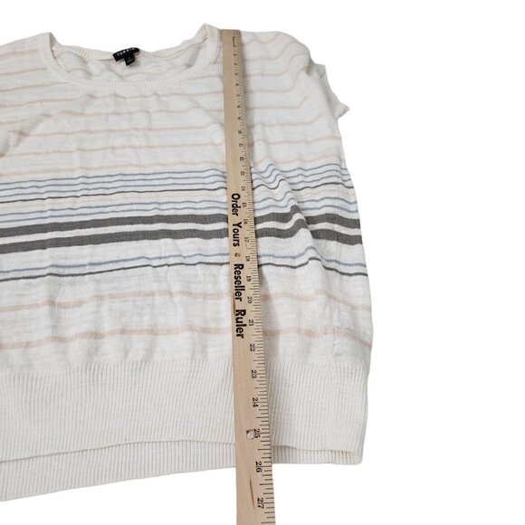 Torrid Womens Blouse 1X‎ White Multi Striped Slub Dolman Top Short Sleeve - Picture 10 of 10
